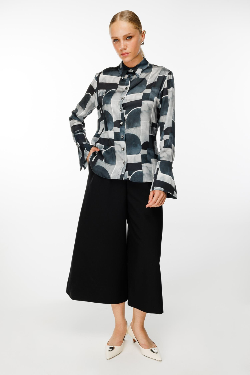 Digital Printing Flounce Cuff Shirt 