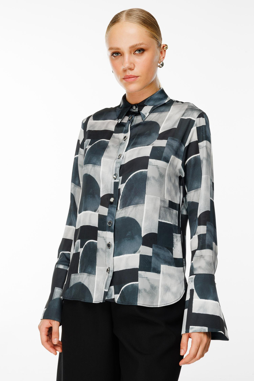 Digital Printing Flounce Cuff Shirt 