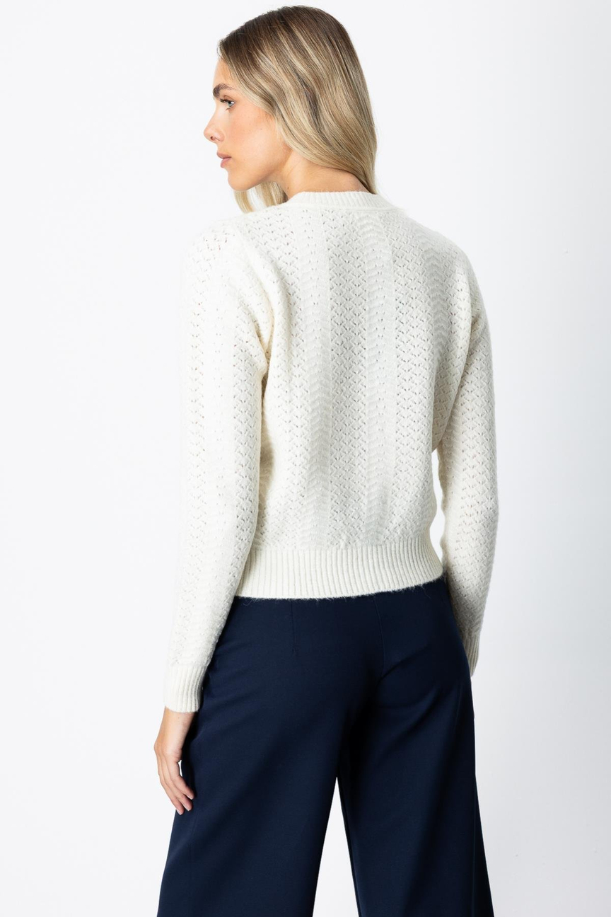 Buttoned Crew Neck Cardigan, Ecru