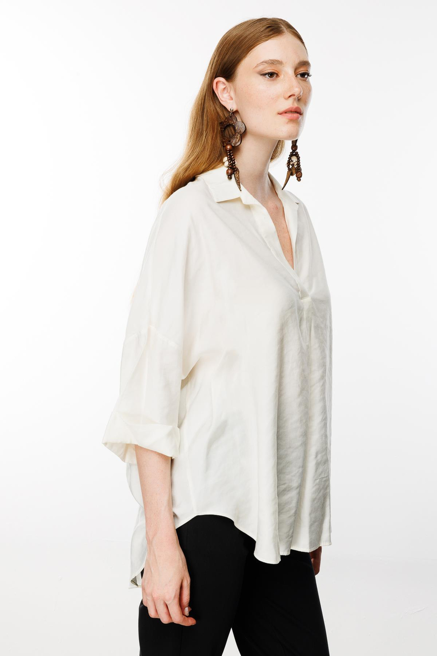 Düşük Kol Oversize Gömlek EKRU