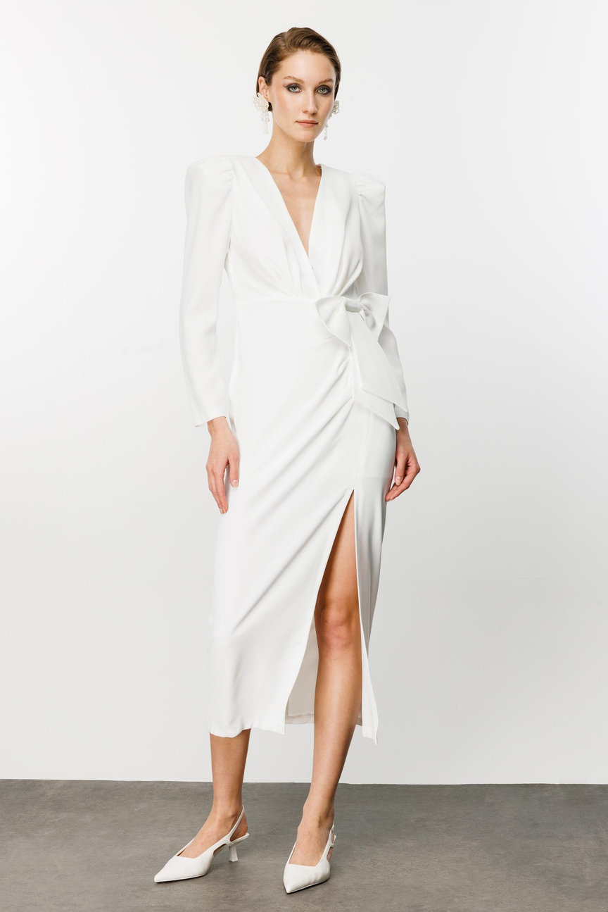 Fiyonklu Elbise BEYAZ