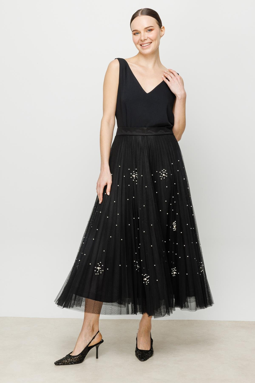 Pearl Stone Skirt BLACK