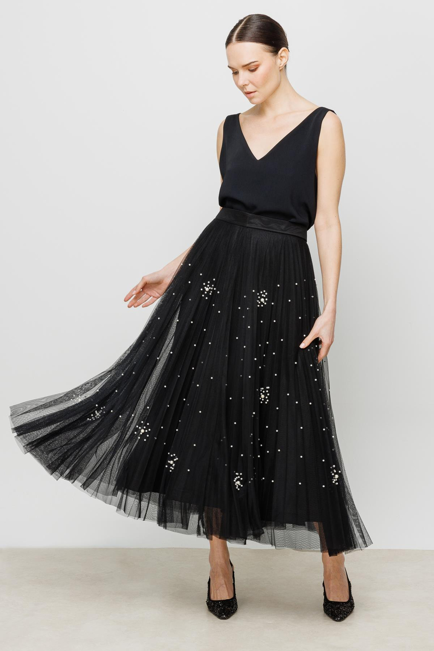 Pearl Stone Skirt BLACK