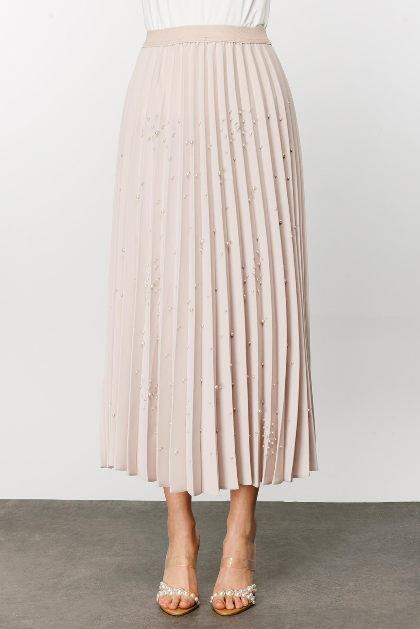 Pearl Crepe Soley Skirt Beige-Beige