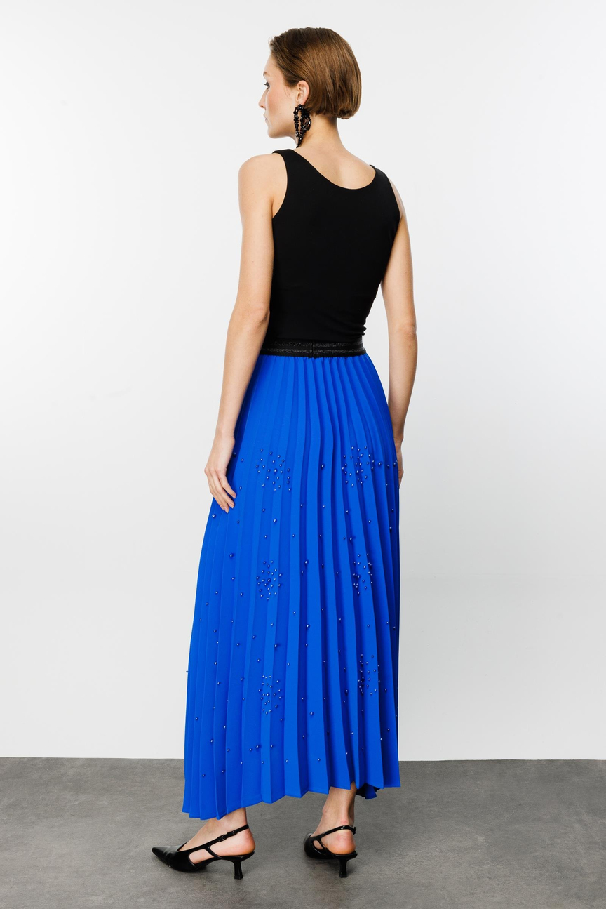 Pearl Crepe Soley Skirt SAKS-BLACK