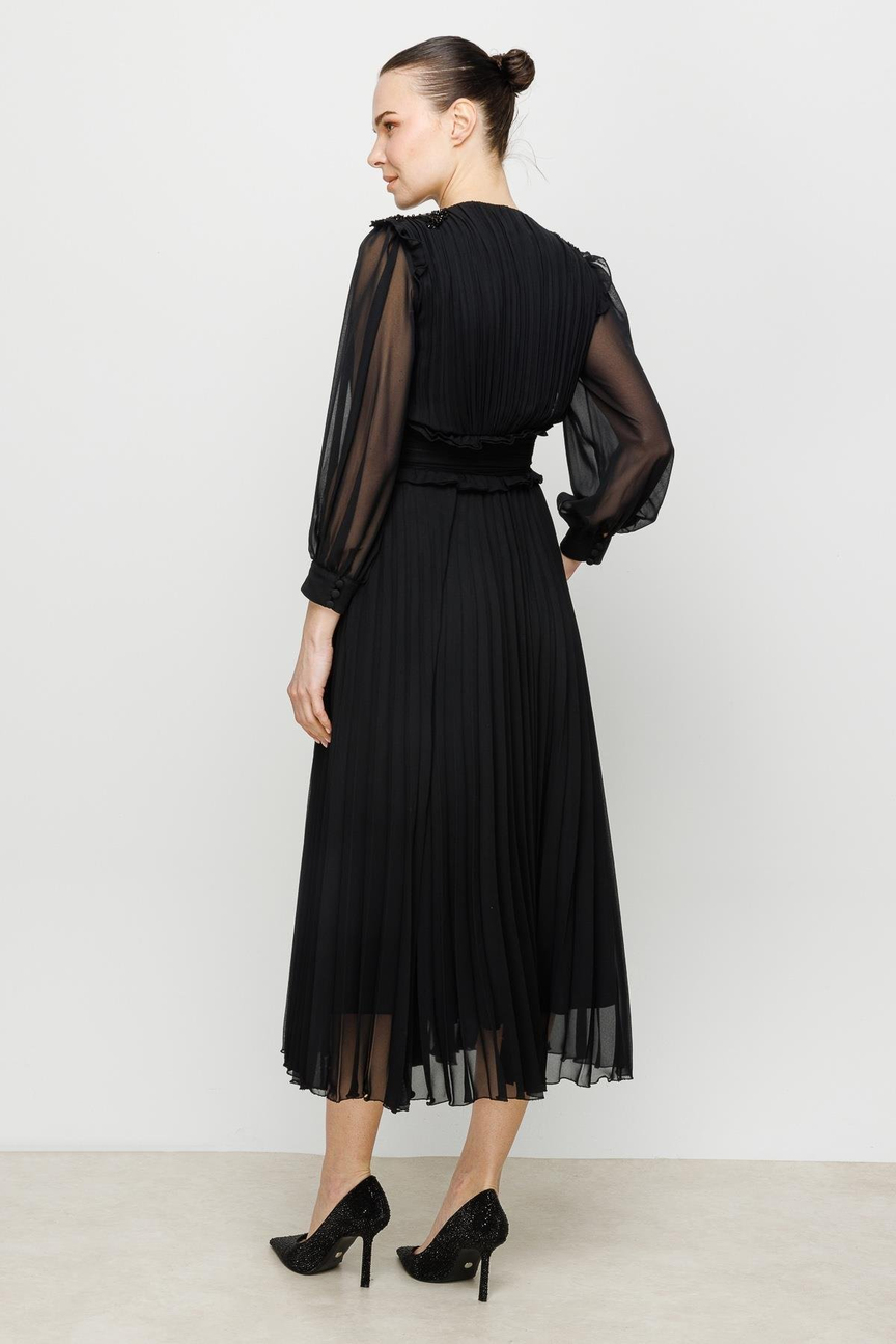 İşleme Detay Elbise SİYAH