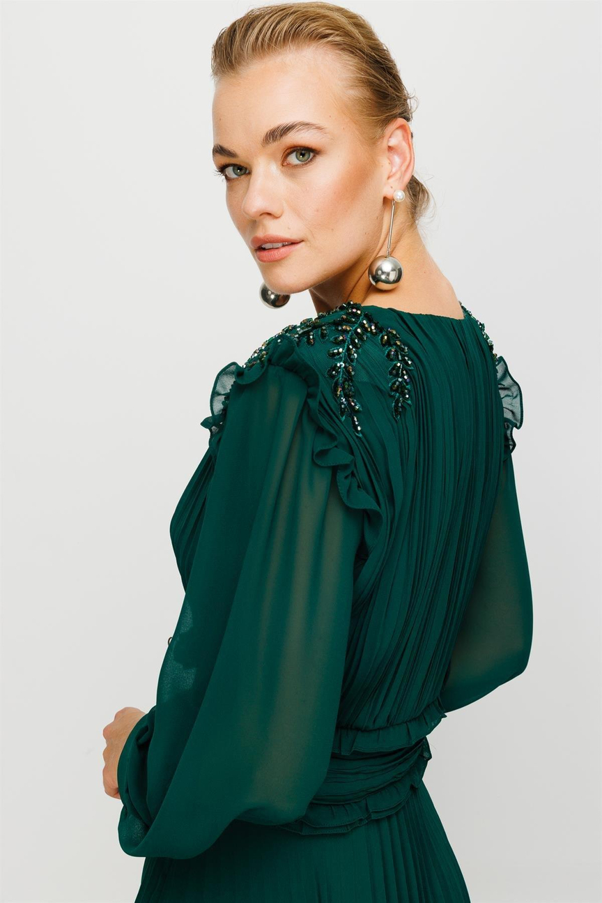 İşleme Detay Elbise ZÜMRÜT