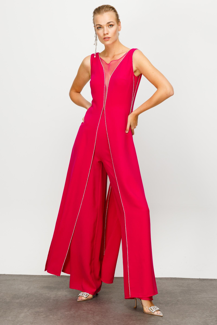 Embroidered Jumpsuit Fuchsia