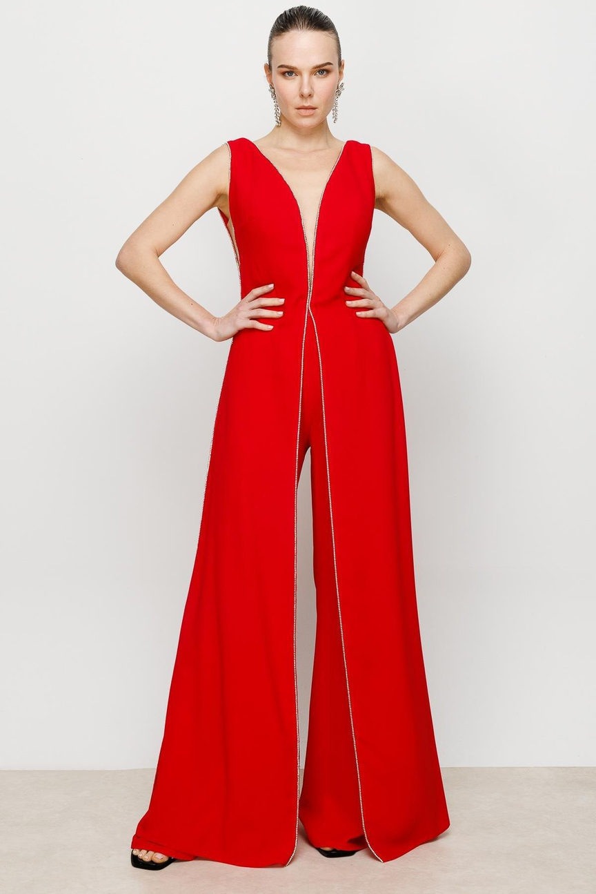 Embroidered Jumpsuit RED