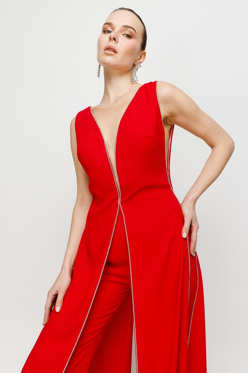 Embroidered Jumpsuit RED