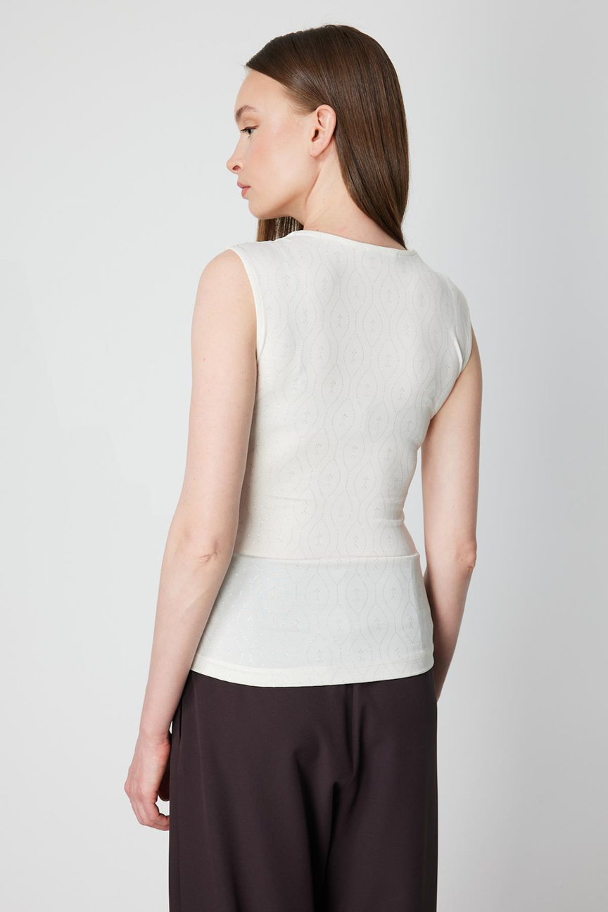 Square Neck Sleeveless Blouse, Ecru