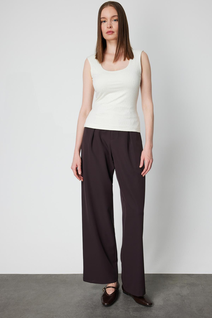 Square Neck Sleeveless Blouse, Ecru