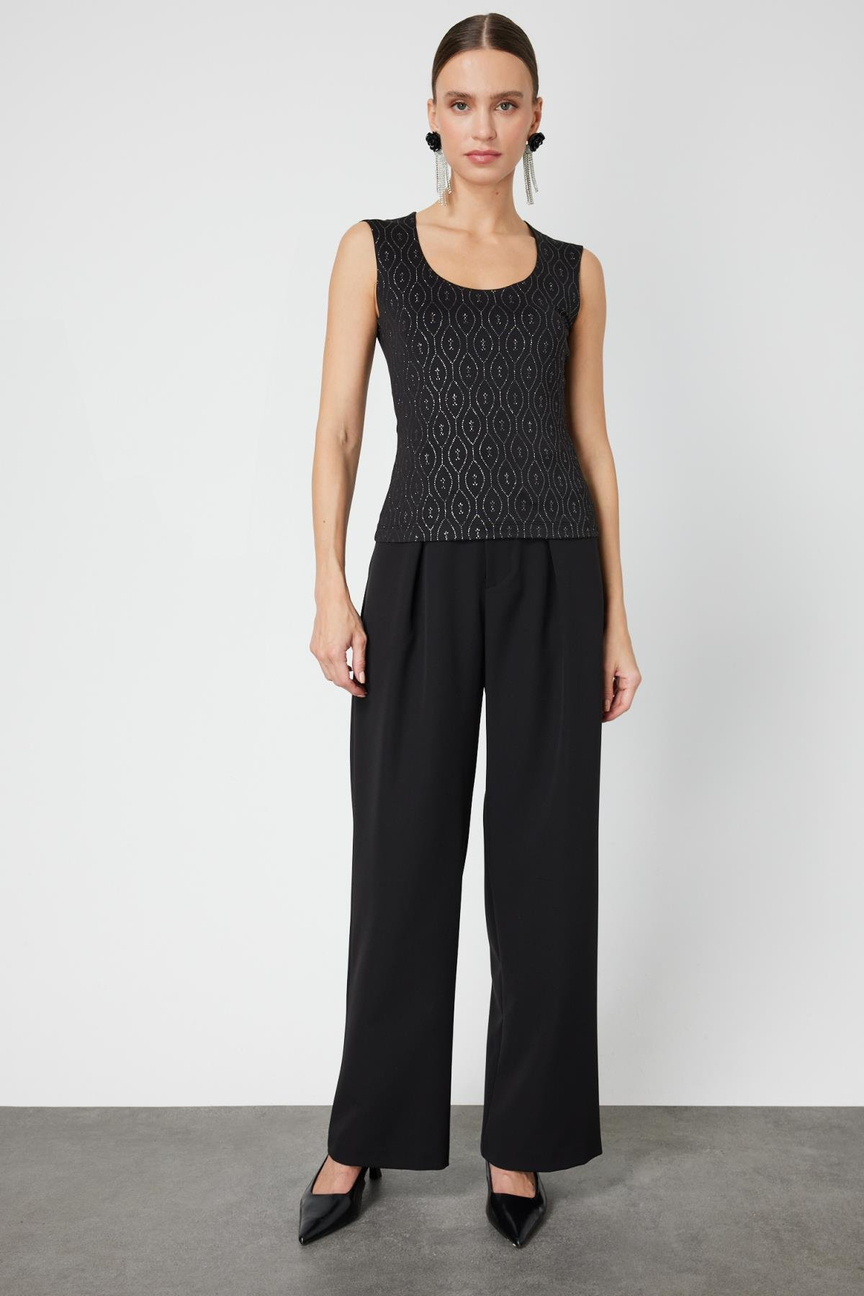 Square Neck Sleeveless Blouse, Black