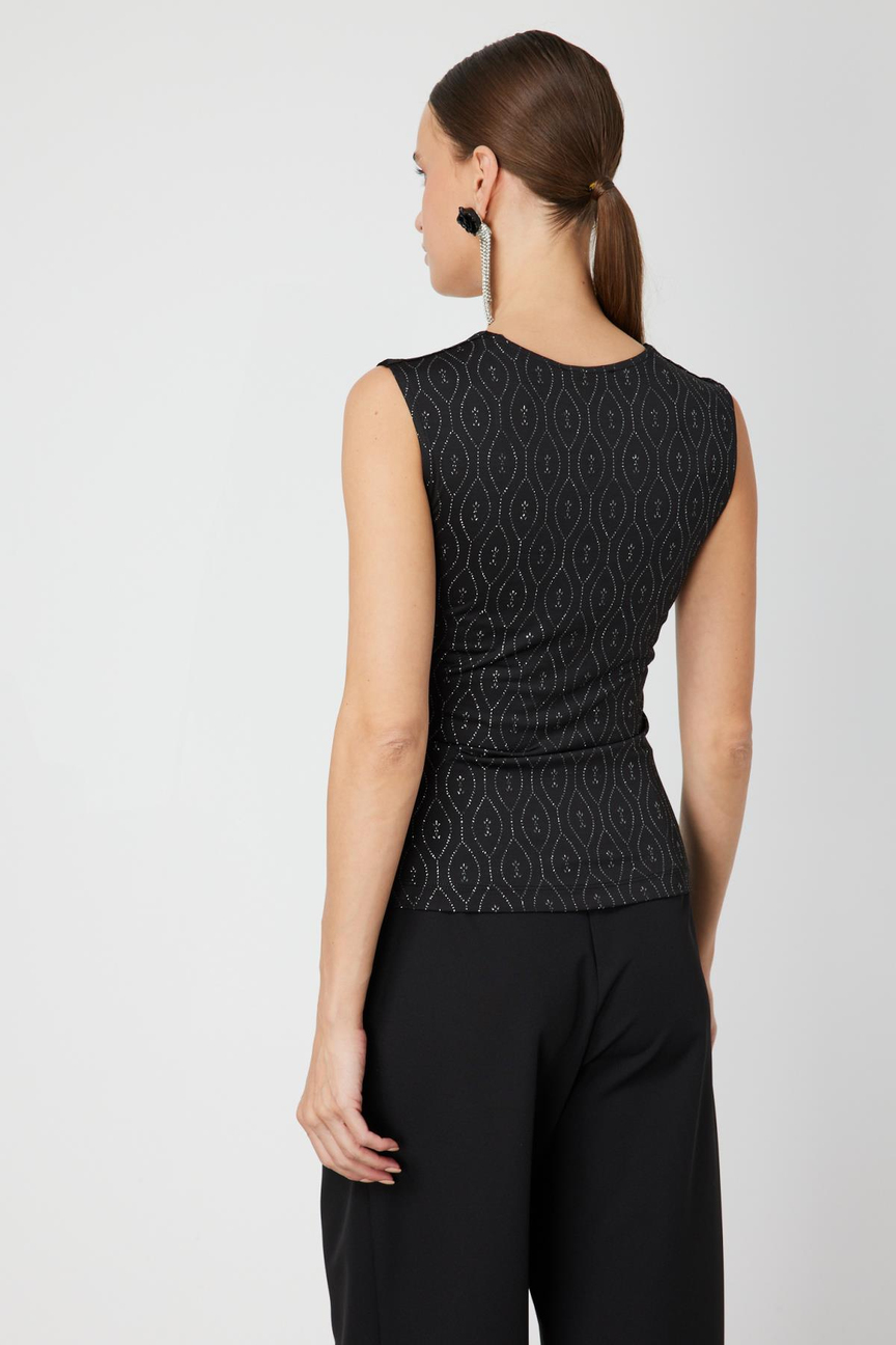 Square Neck Sleeveless Blouse, Black