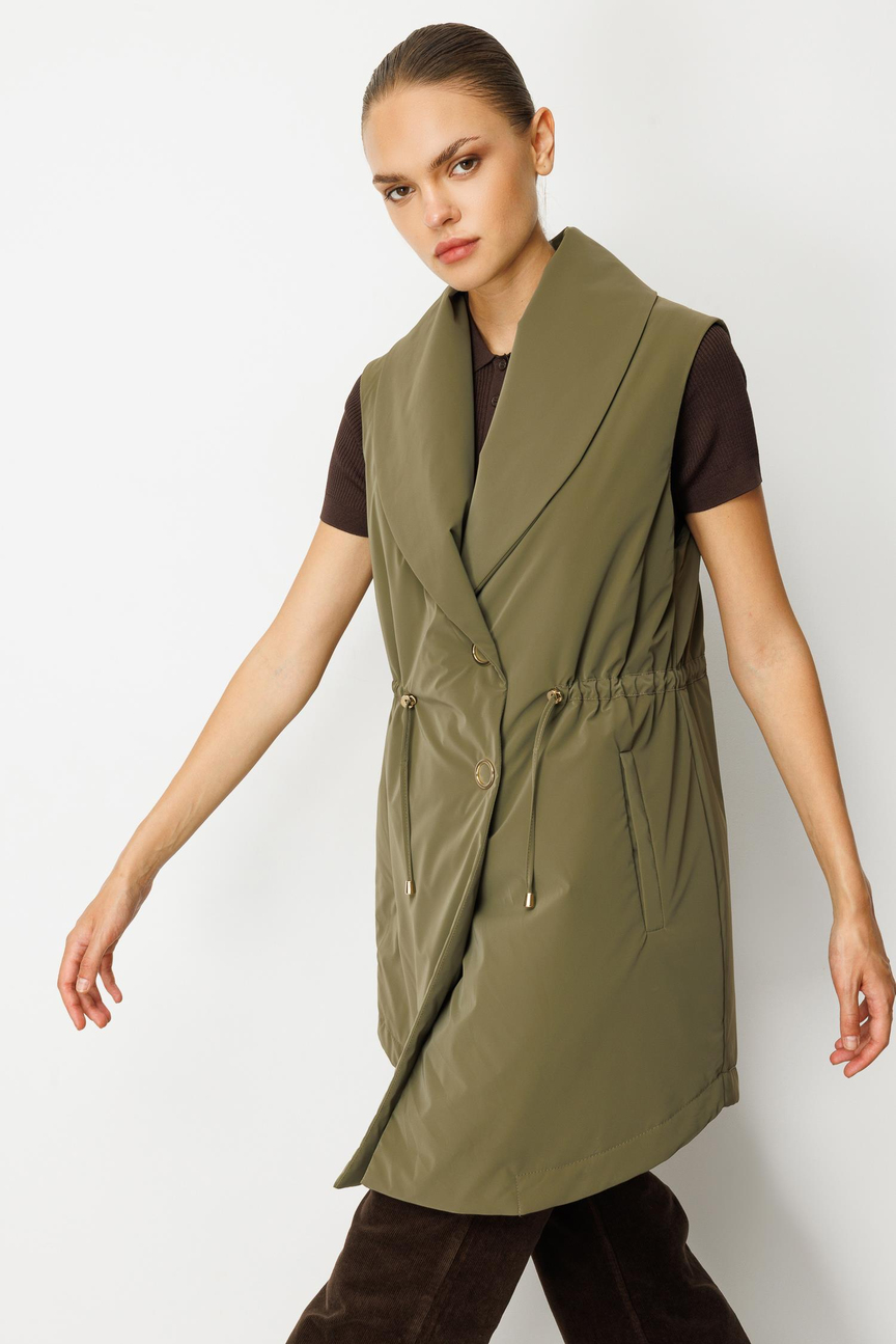 Kemerli Uzun Yelek HAKİ