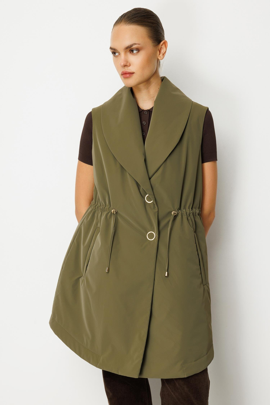 Kemerli Uzun Yelek HAKİ