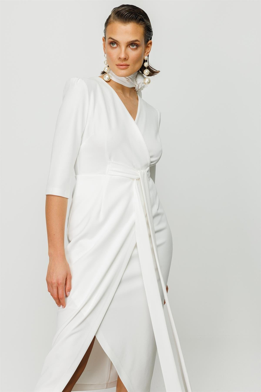 Kruvaze Elbise BEYAZ