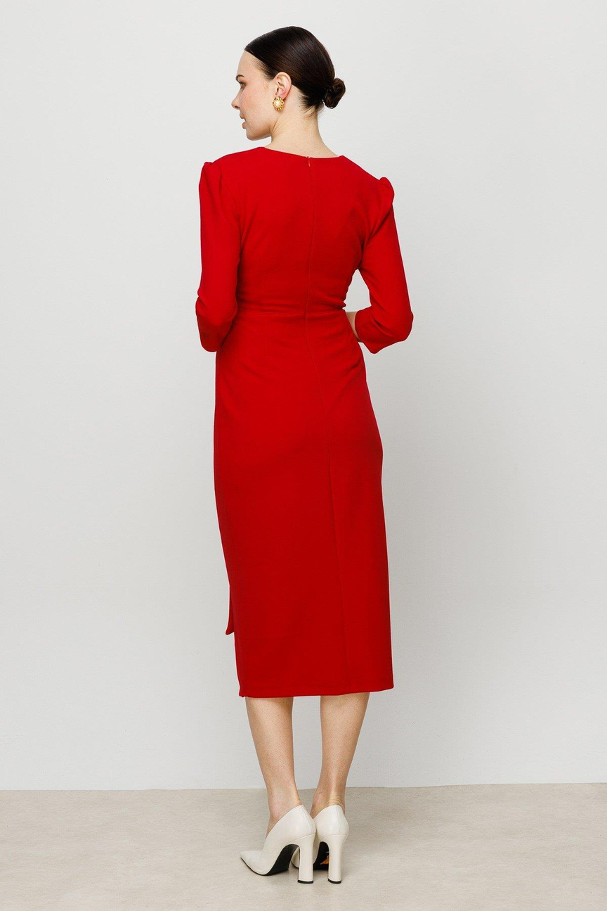 Nefeli Womens Red Double Breasted Wrap Dress