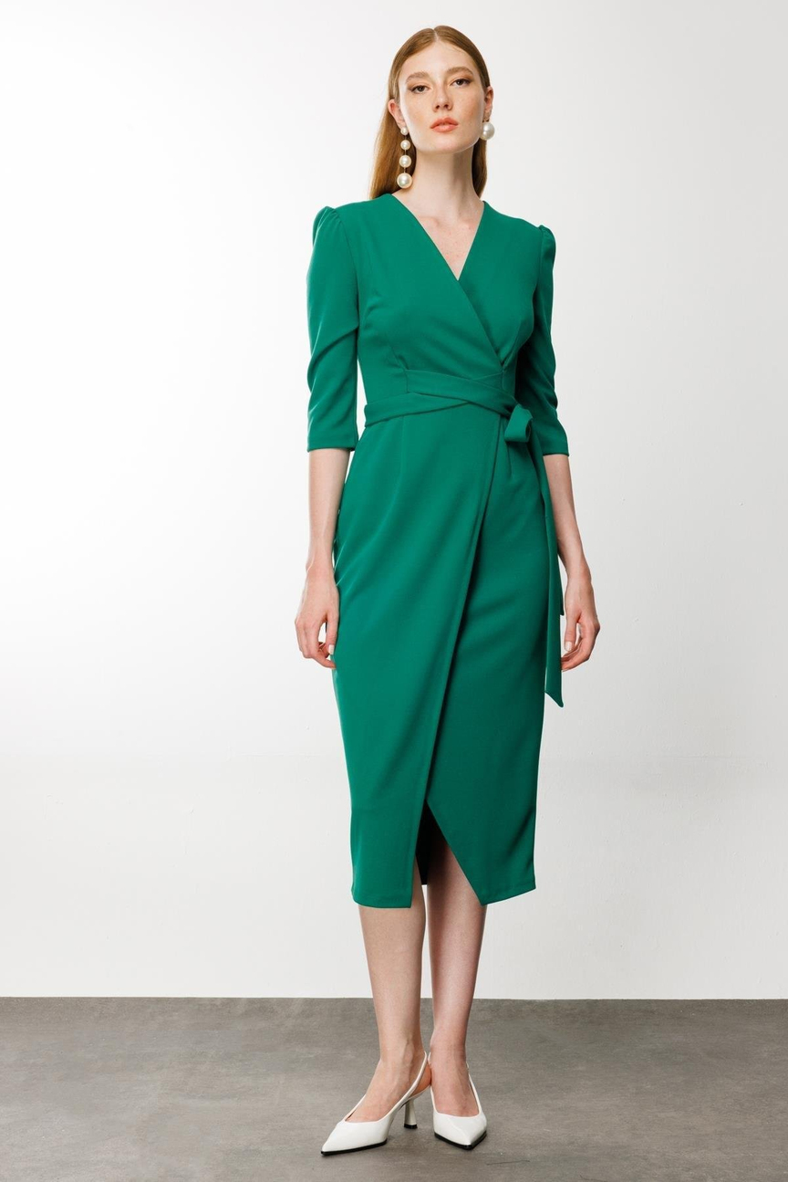 Kruvaze Elbise YEŞİL