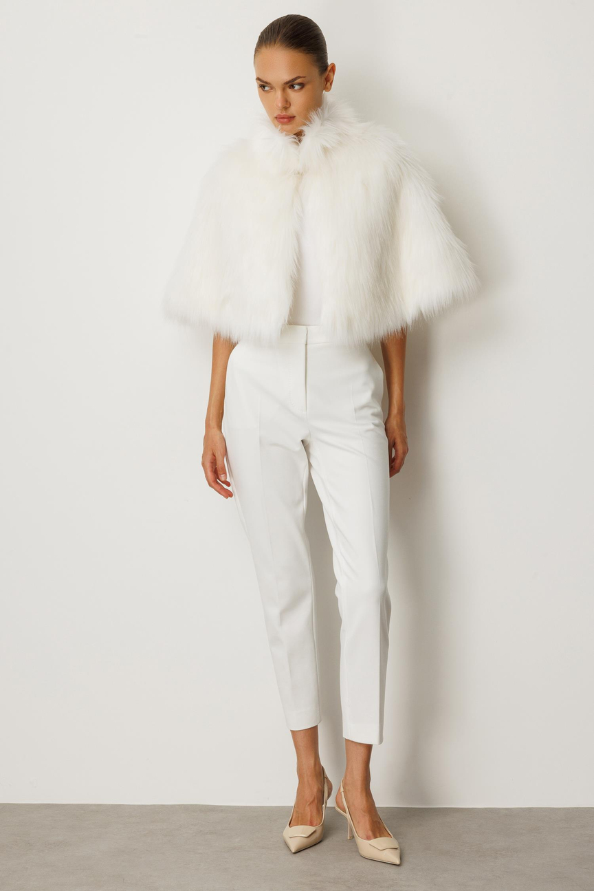 Kürk Detay Pelerin BEYAZ