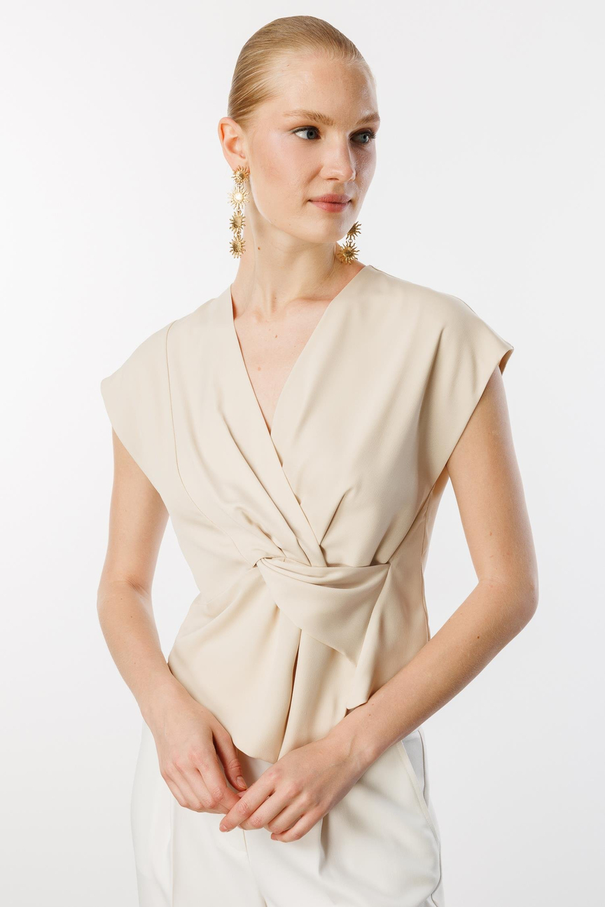 Kuruvaze Drapeli Bluz BEJ