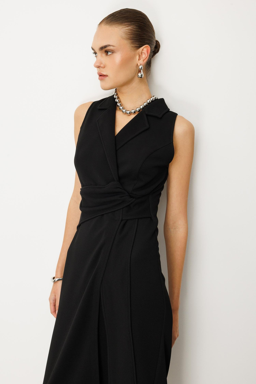 Belted Double Breasted Dress BLACK