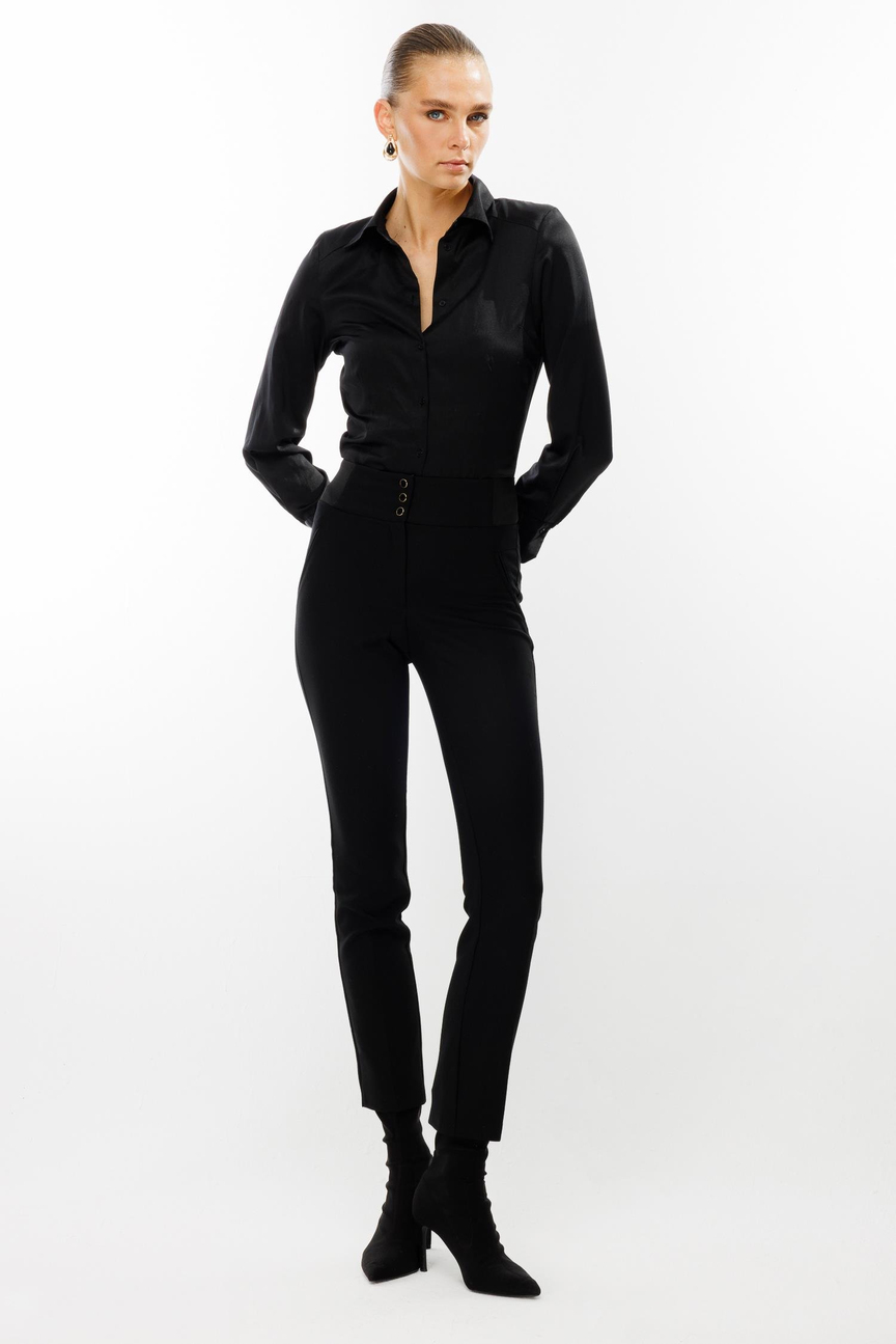 Elastic Belt Skinny Leg Trousers