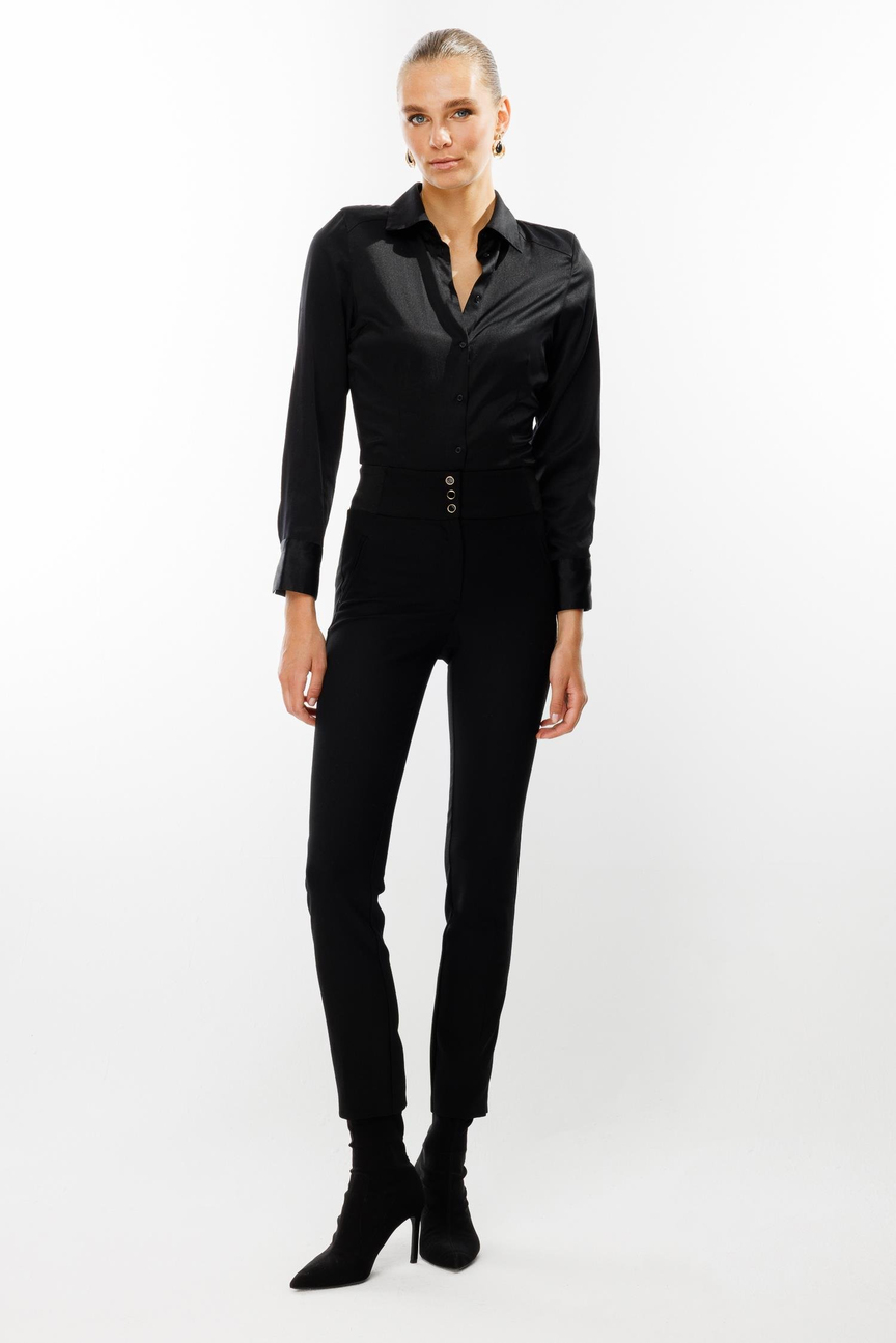 Elastic Belt Skinny Leg Trousers