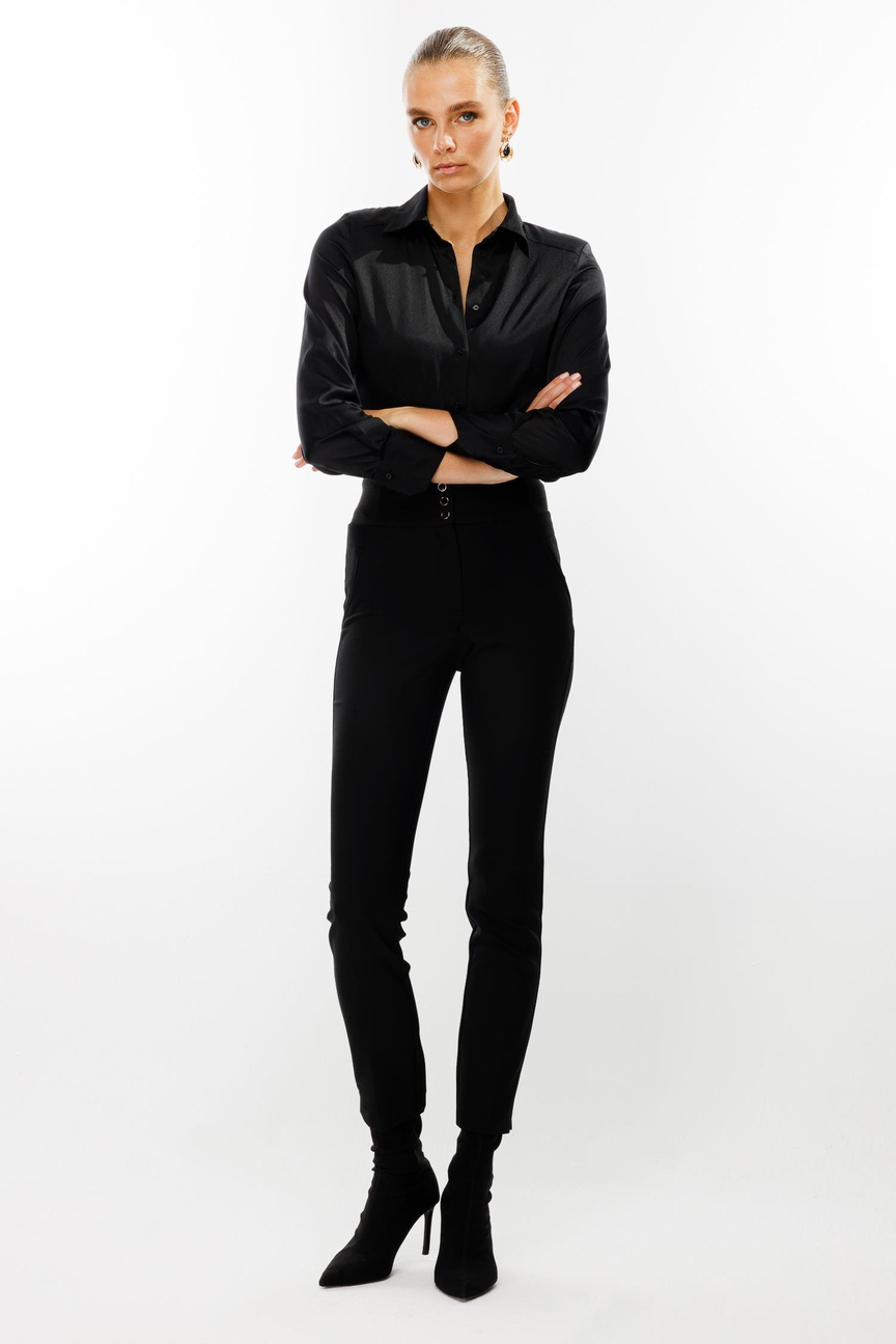 Elastic Belt Skinny Leg Trousers