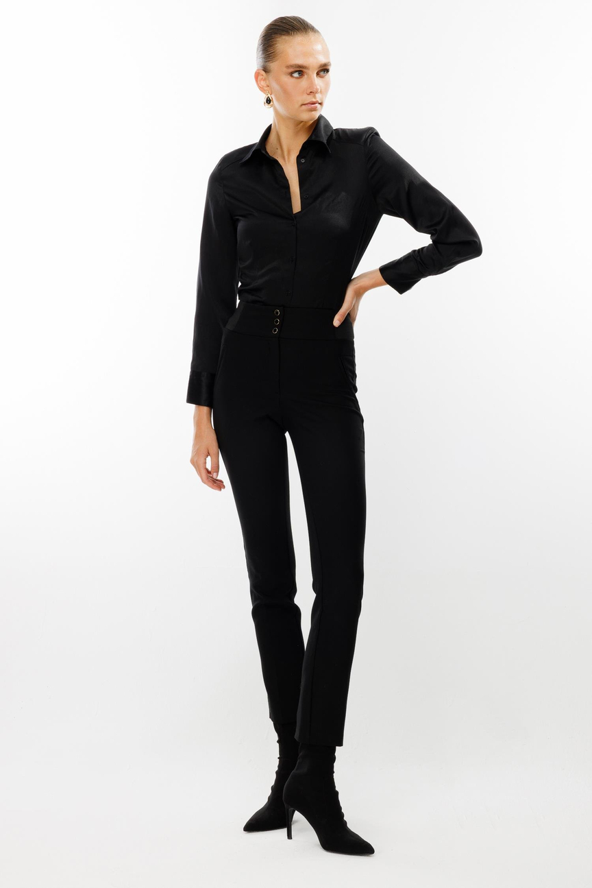 Elastic Belt Skinny Leg Trousers