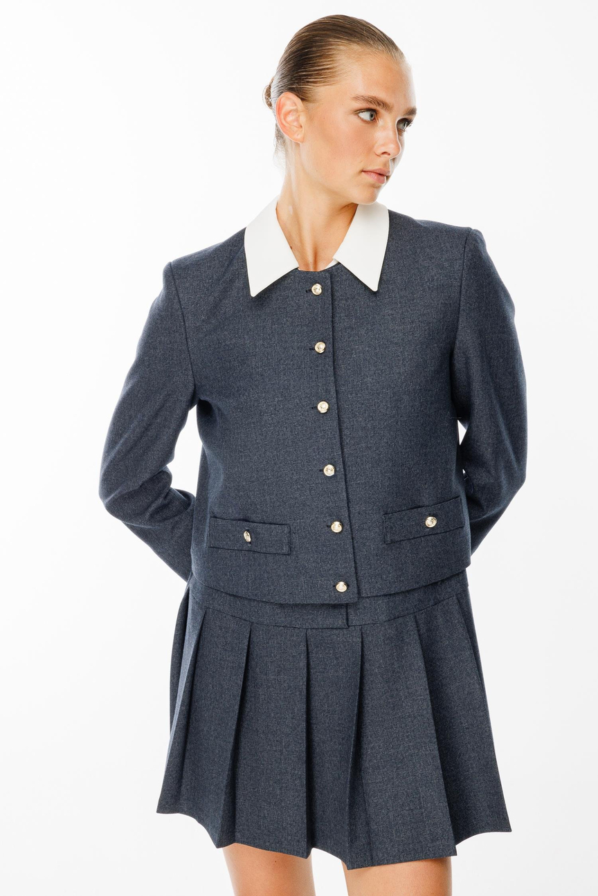 Manşet Detaylı Kısa Ceket LACİVERT