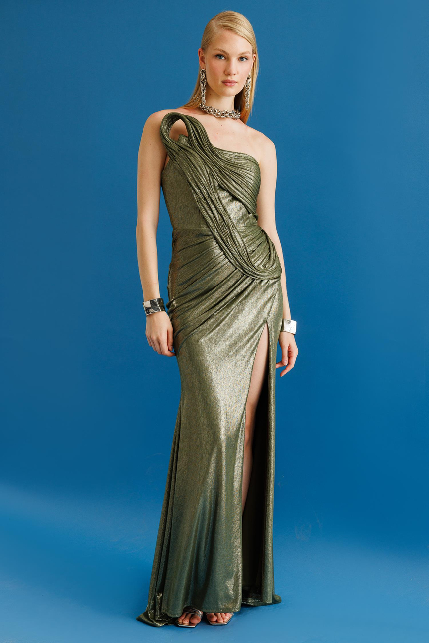 Misinalı Örme Uzun Elbise HAKİ