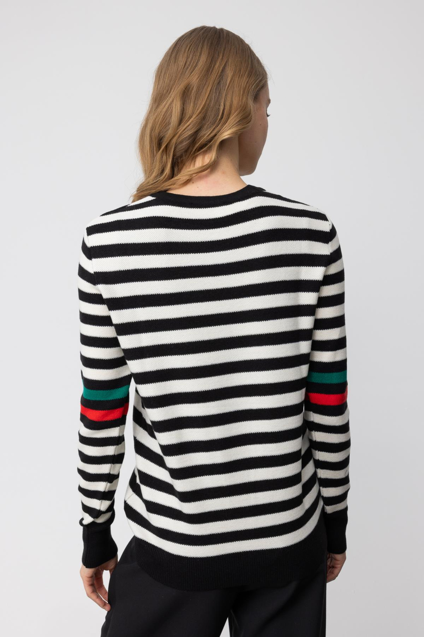 Nefeli Çizgili Tek Cep İşlemeli Triko