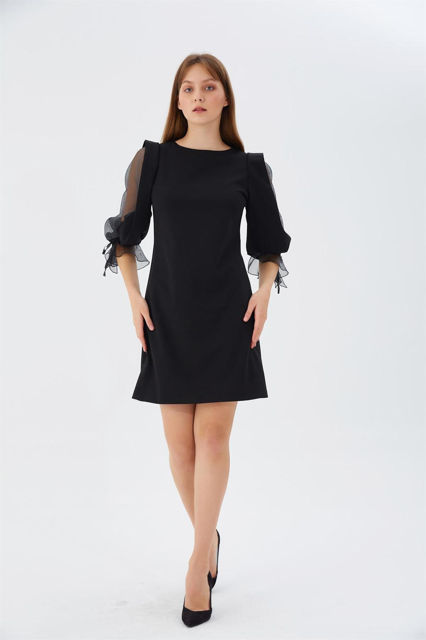 Organze Kol Elbise SİYAH