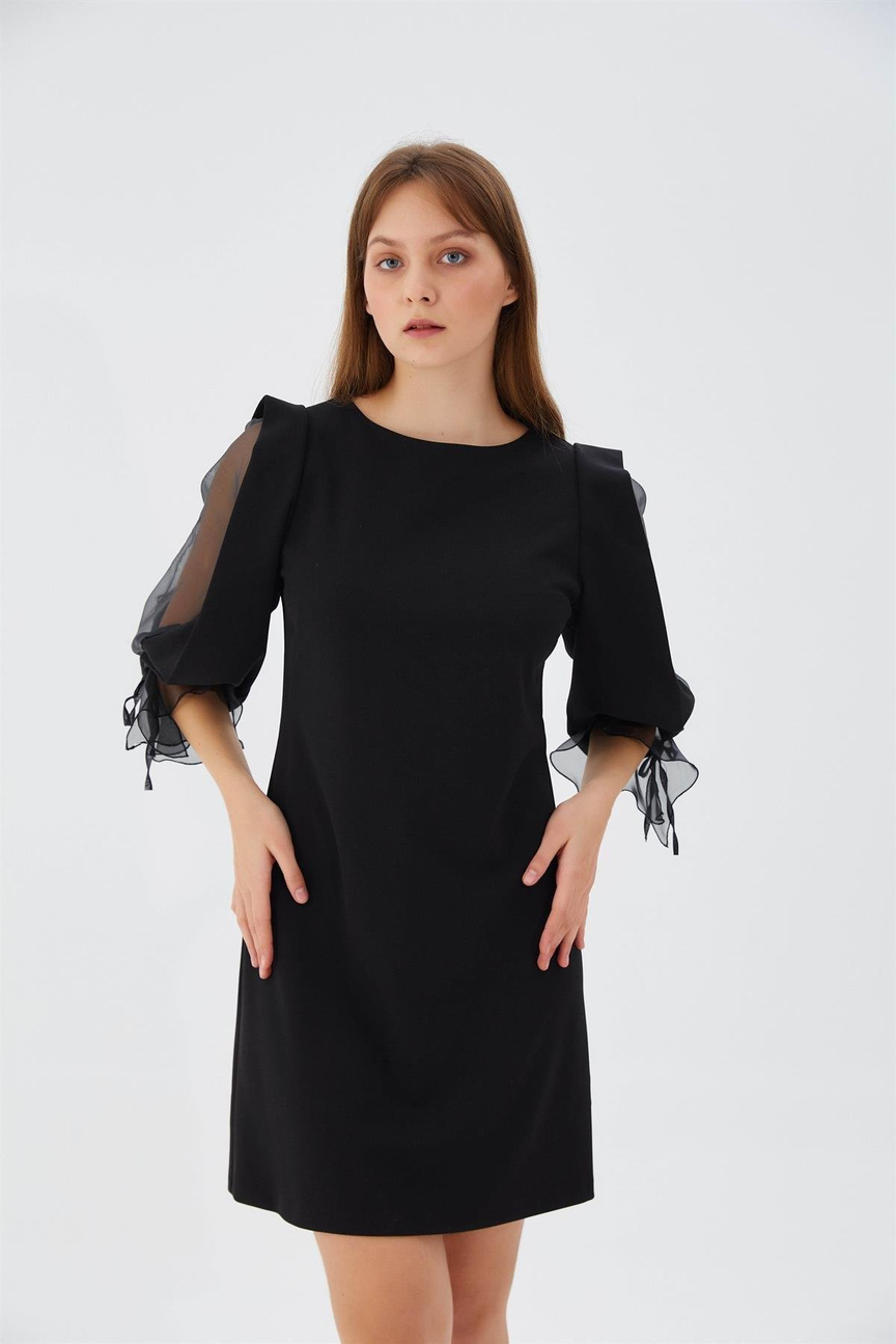 Organze Kol Elbise SİYAH