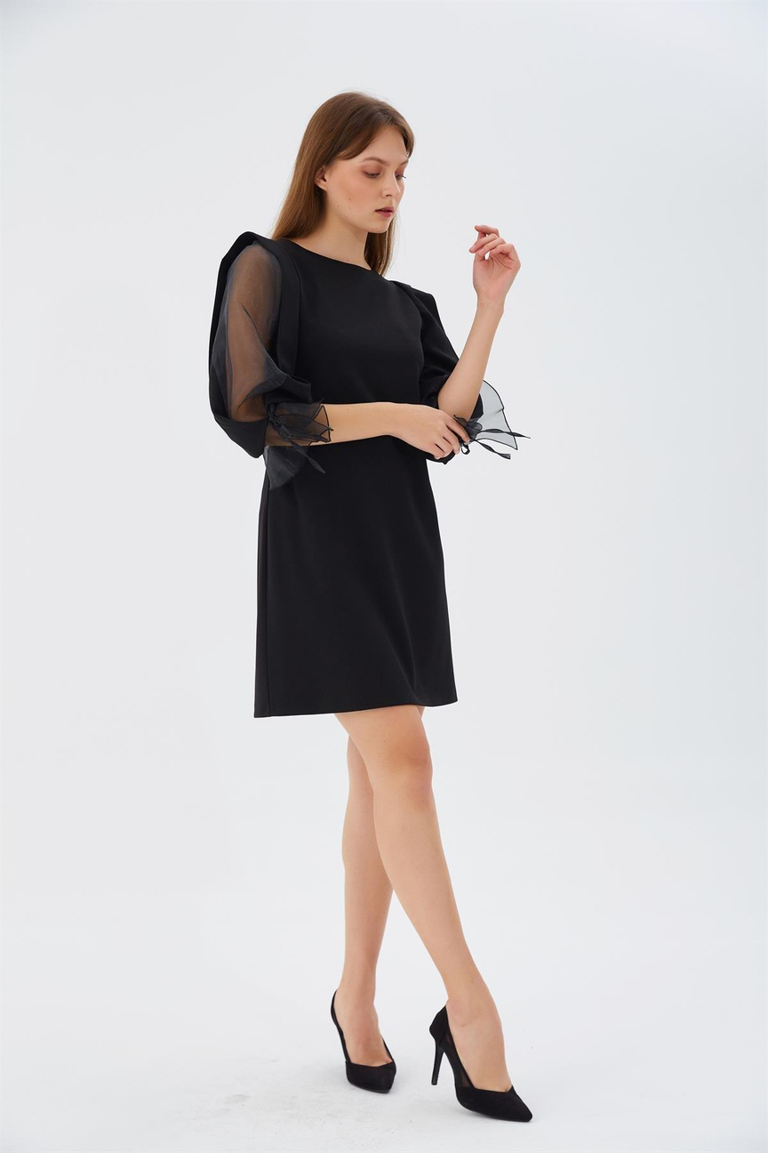 Organze Kol Elbise SİYAH