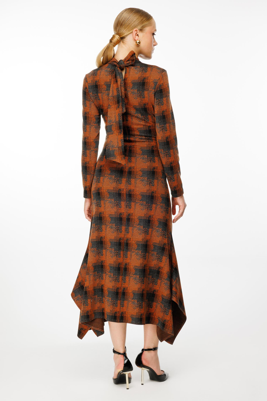 Örme Deri Korsajlı Elbise TABA