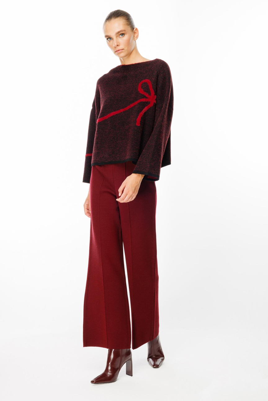 Oversize Fiyonk Detay Triko Kazak BORDO