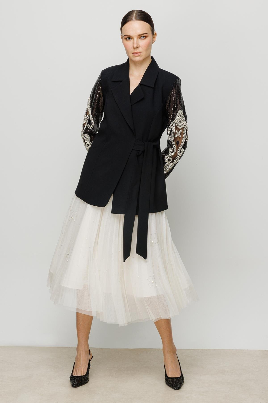 Payet Detay Ceket SİYAH