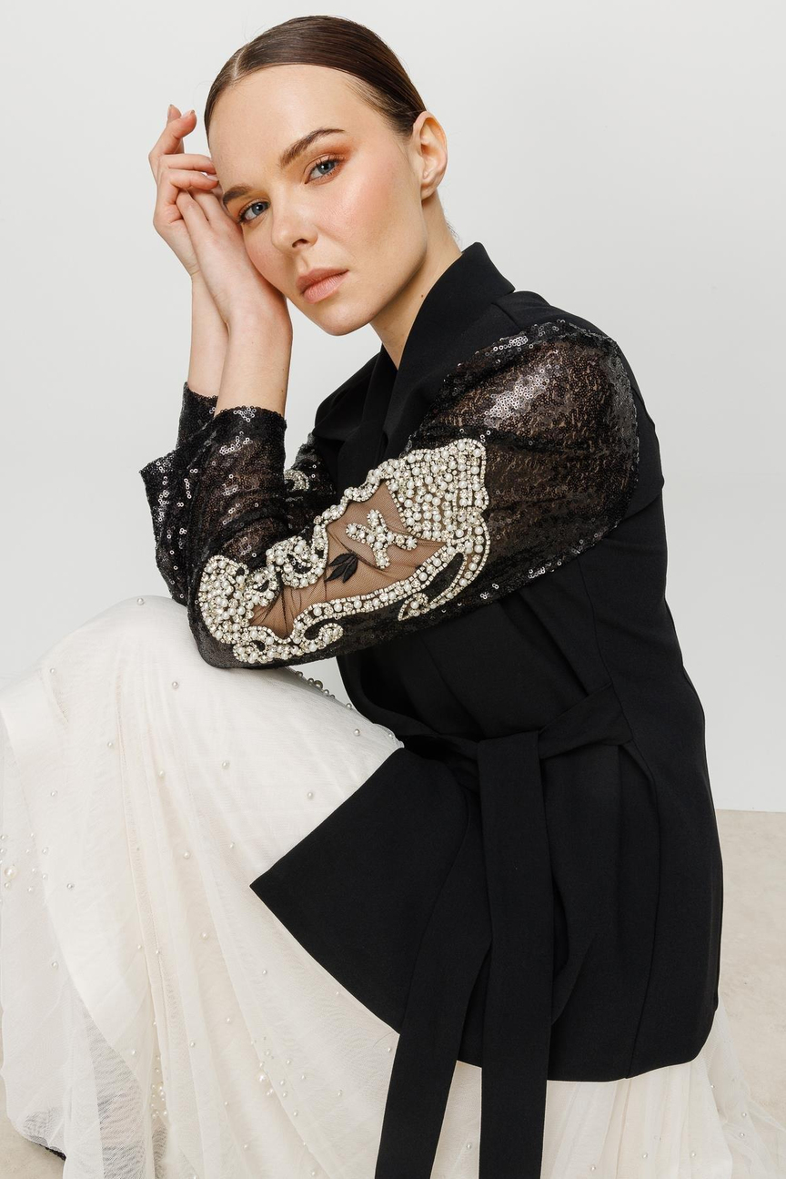 Payet Detay Ceket SİYAH