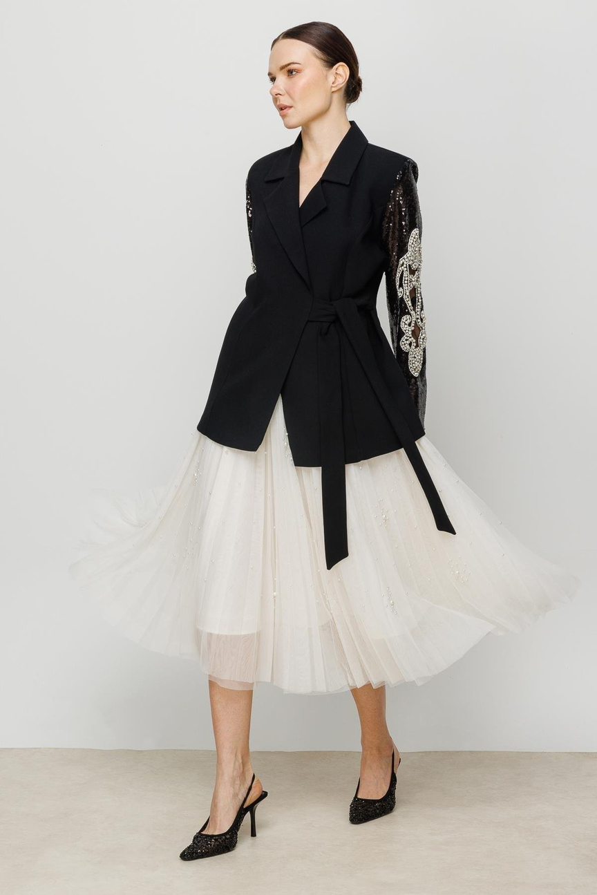 Payet Detay Ceket SİYAH