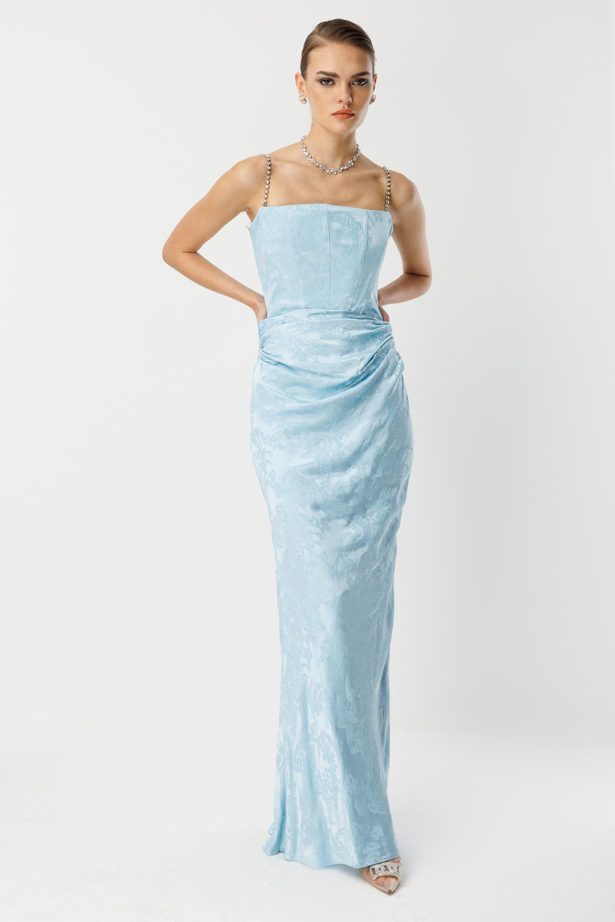 Strapless Jacquard Dress BLUE