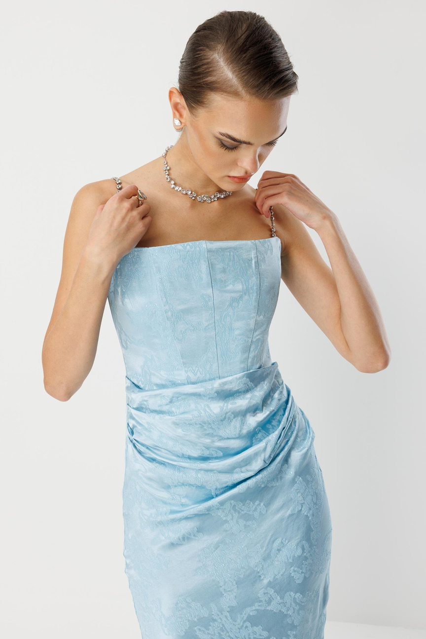 Strapless Jacquard Dress BLUE
