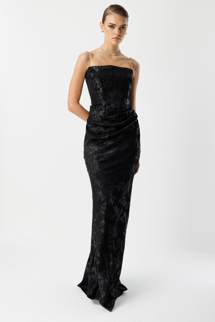 Strapless Jacquard Dress BLACK