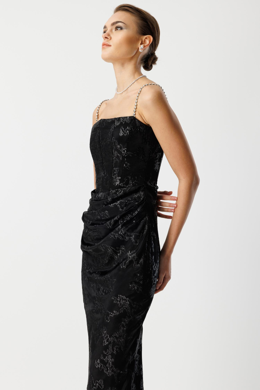 Strapless Jacquard Dress BLACK