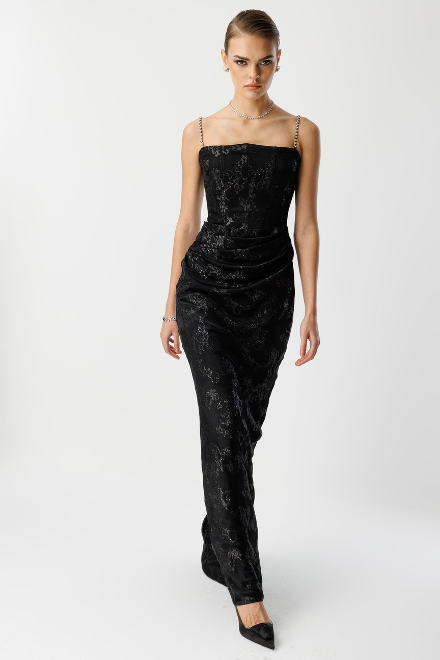 Strapless Jacquard Dress BLACK