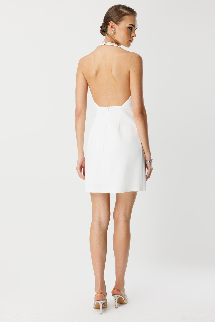 Stone Detail Mini Dress ECRU