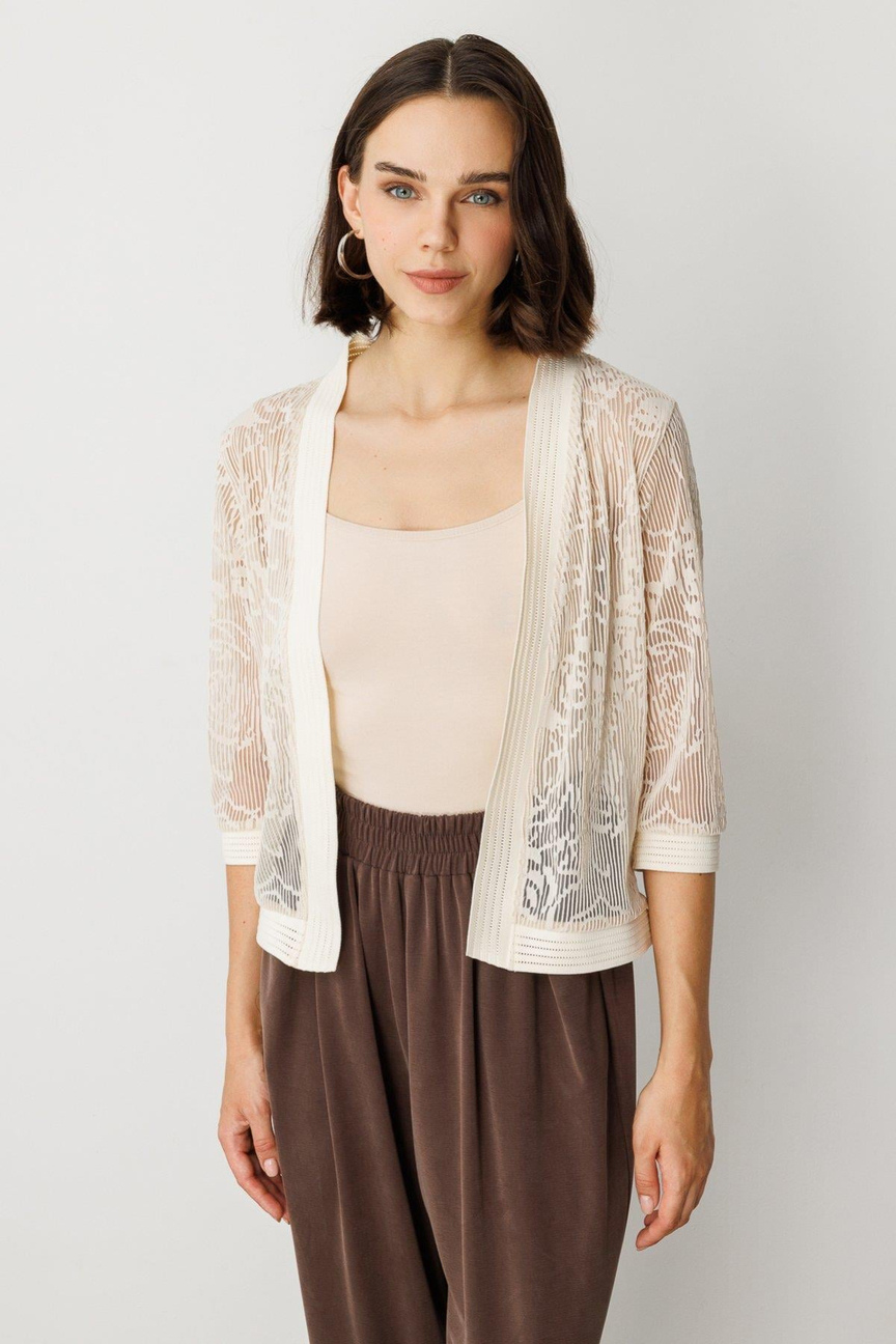 Transparan DantelliTransparent Lace Cardigan ECRUHırka EKRU