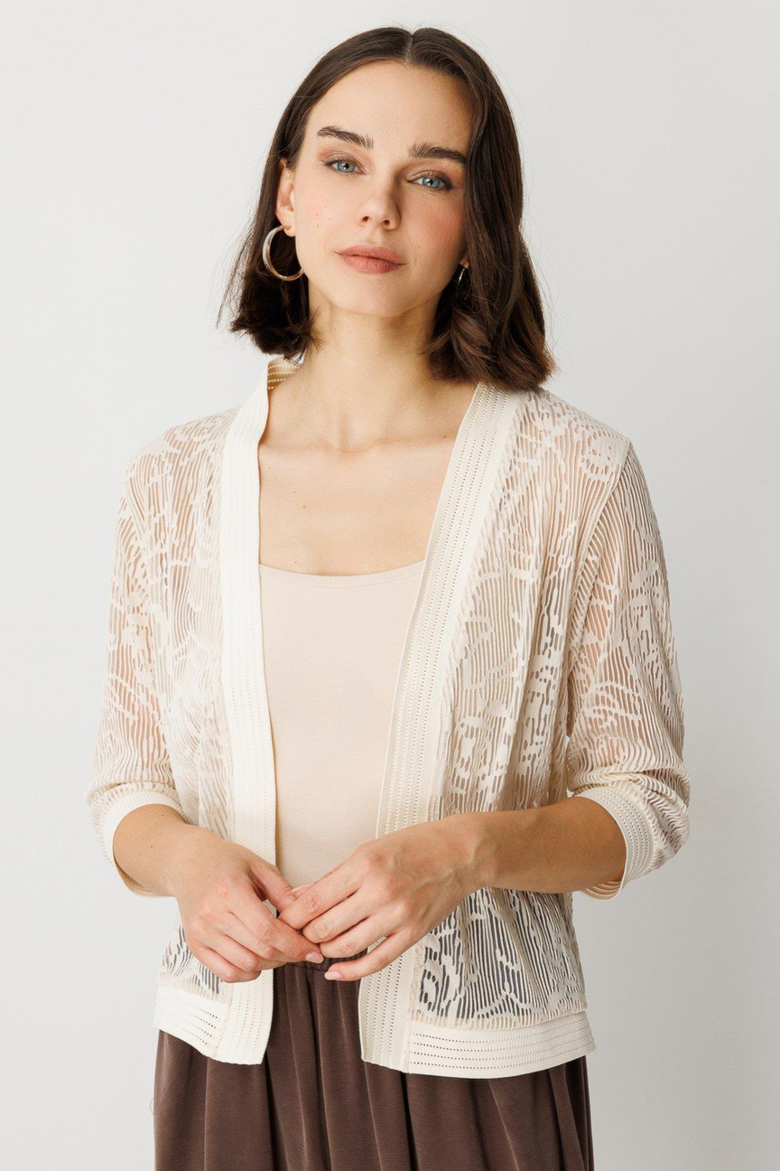 Transparan DantelliTransparent Lace Cardigan ECRUHırka EKRU