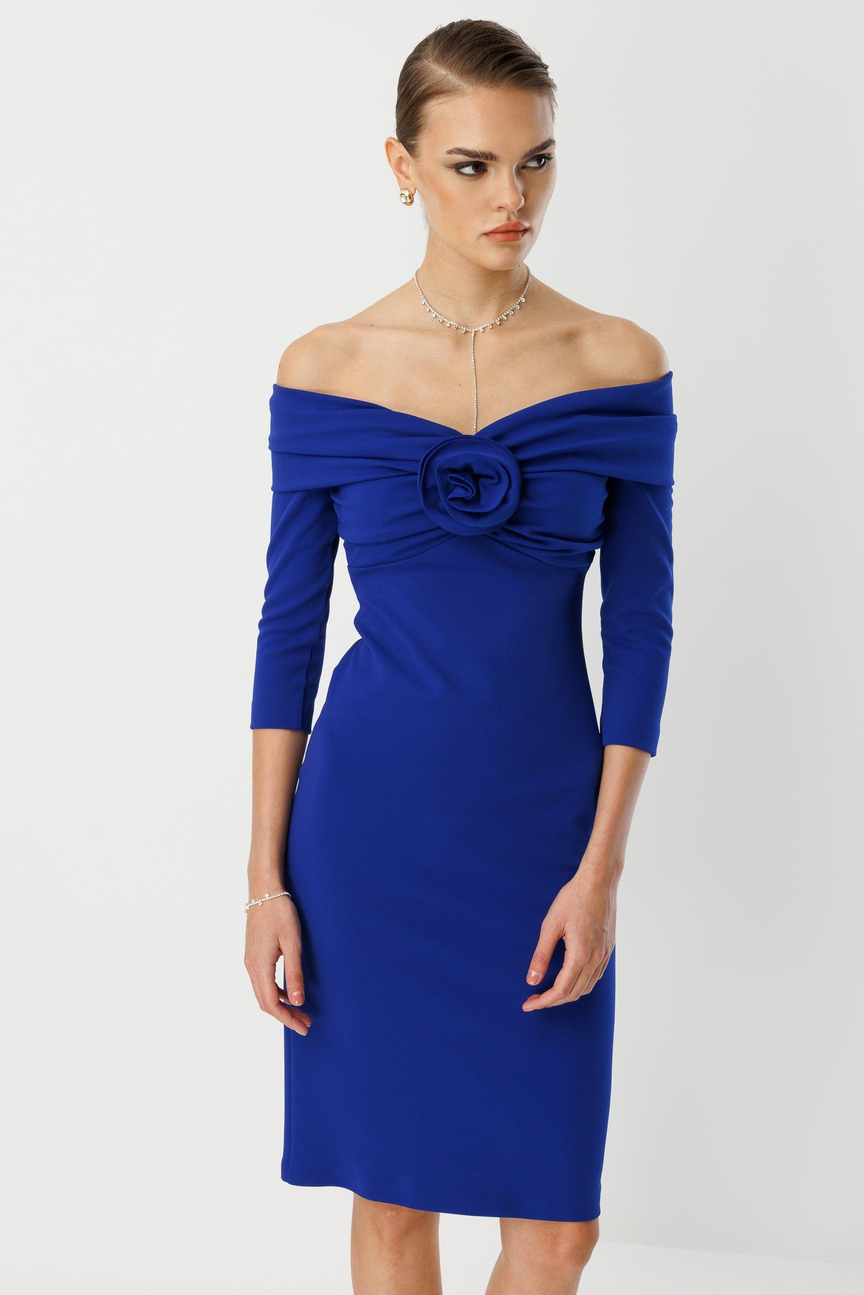 Yaka Gül Detaylı Elbise SAKS